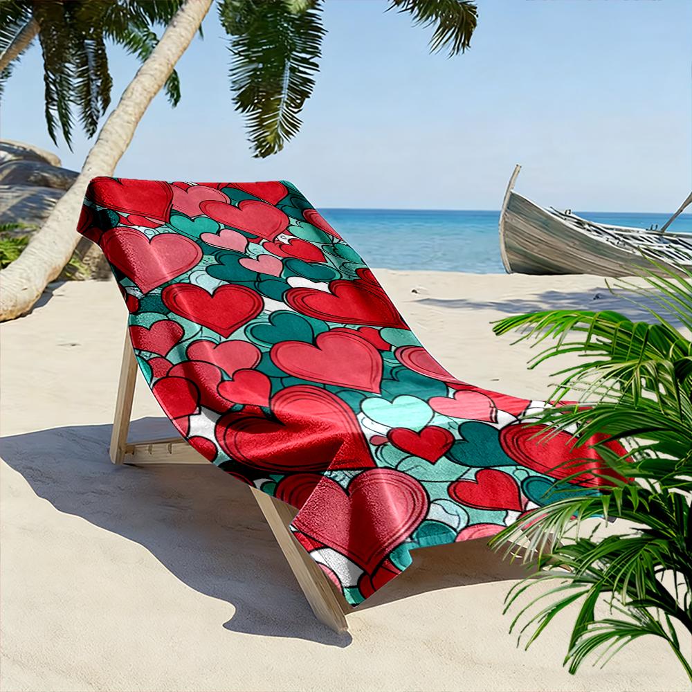 Colorful Heart Pattern Design Beach Towel Beach towel quick-drying for travel outdoor sports jogging beach and swimming
