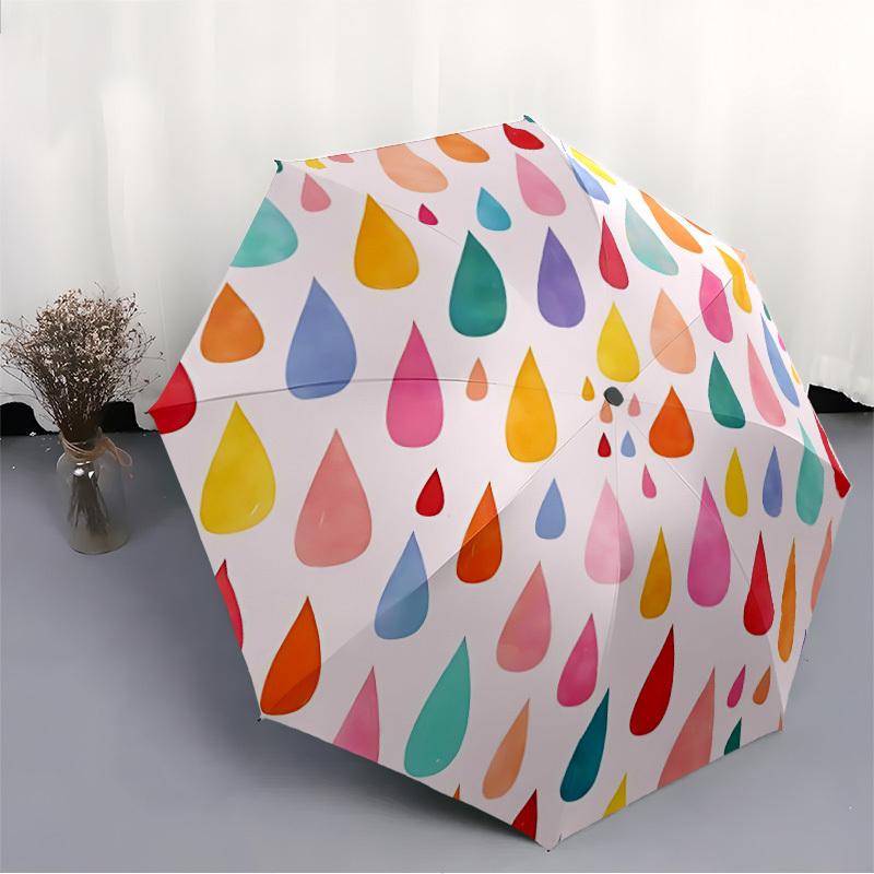 1pc Raindrops Automatic Folding Umbrella - Portable Collapsible, 8-Rib Durable Frame, Perfect for Outdoor Use,  Yy251218085
