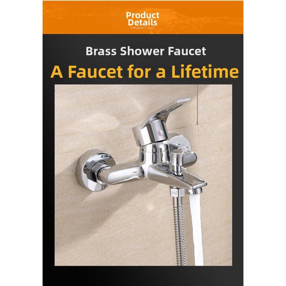 Bathroom Shower Faucet Mixer Set Designed with Brass Valve and Stainless Steel Hose for Reliable Hot and Cold Water Regulation