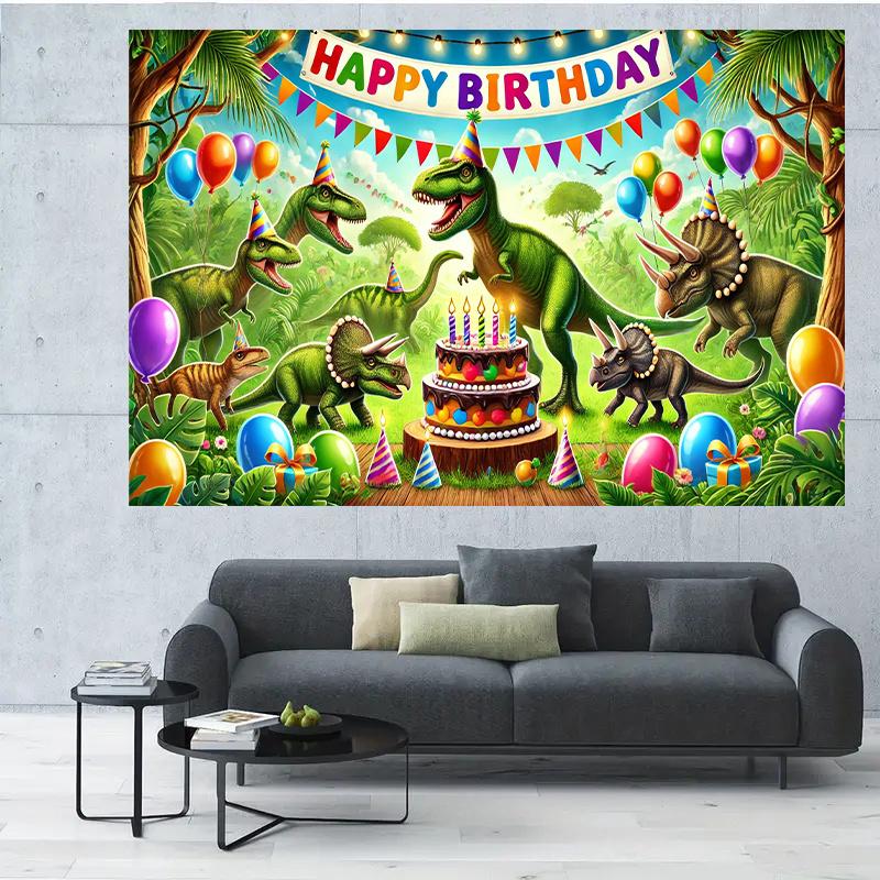 2D Plane Background Fabric for the Birthday Party of Fierce Dinosaurs Outdoor Celebration Polyester Fiber