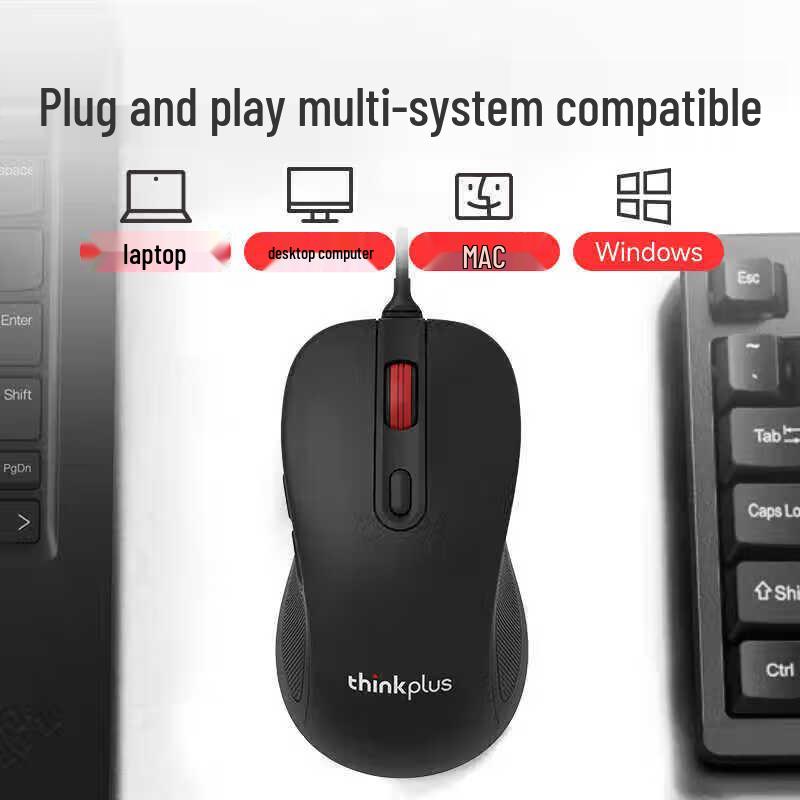 Lenovo M10 Pro Big Red Dot Ergonomic Wired Mouse