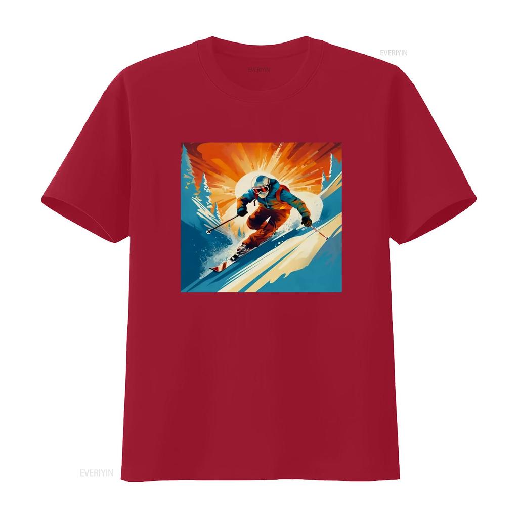 Telemark Skier T Shirt Retro Carving Vintage Adventure Skiing Ride Tele Long or S Vintage Washed Streetwear Comfortable