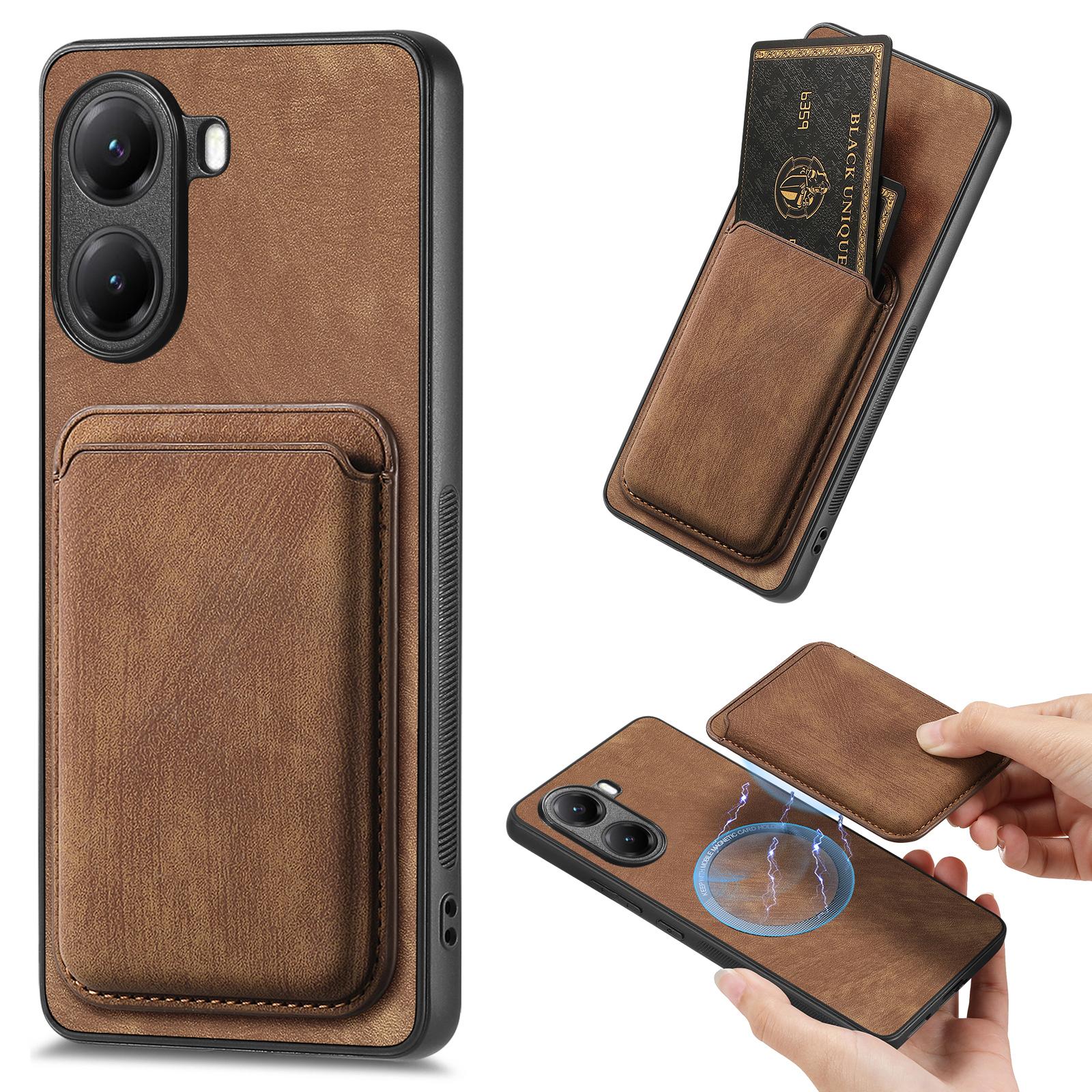 

For Xiaomi Redmi Turbo 4 5G Case Compatible with MagSafe Leather Back Cover with Detachable Card Holder Brown