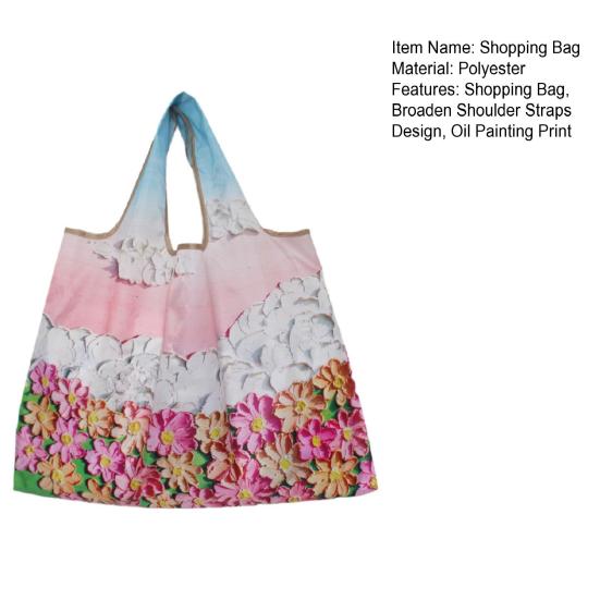 Shopping Bag Reusable Foldable Polyester Tote with Reinforced Stitching Compact Storage Bag for Fruits