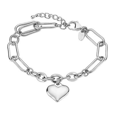Bracelet - Lotus - Heart Tassel Style - Stainless Steel - Adjustable Length 17.5-21 Cm - White