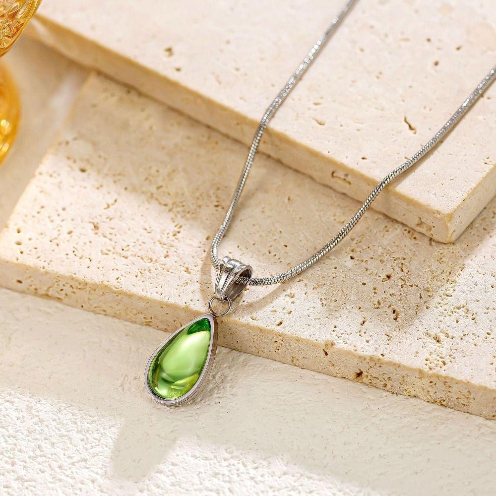 Gold Plated Droplet Necklace Clear Blue Ocean Necklace Water Drop Necklace Women Jewelry