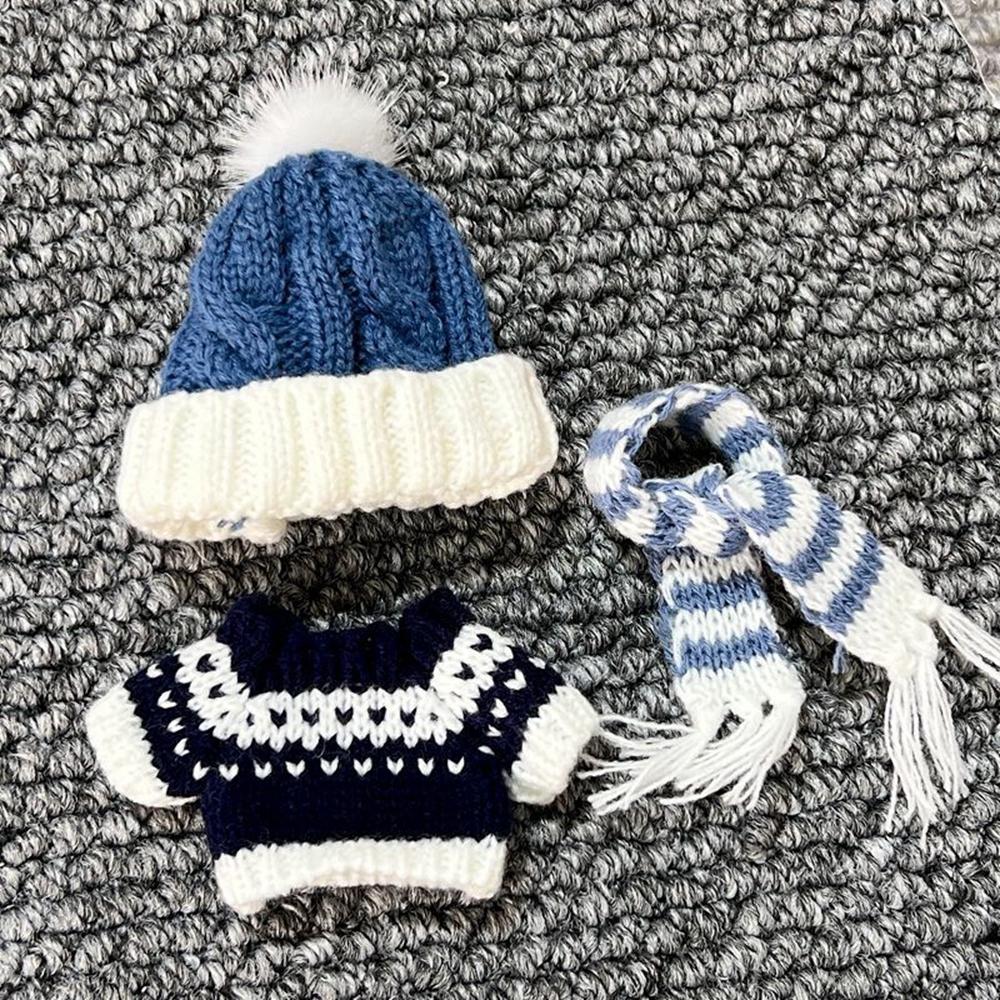 Doll Clothes Set for 17cm 1st/2nd/3rd Figures Winter Christmas Outfit with Sweater/Hat/Scarf (No Doll)