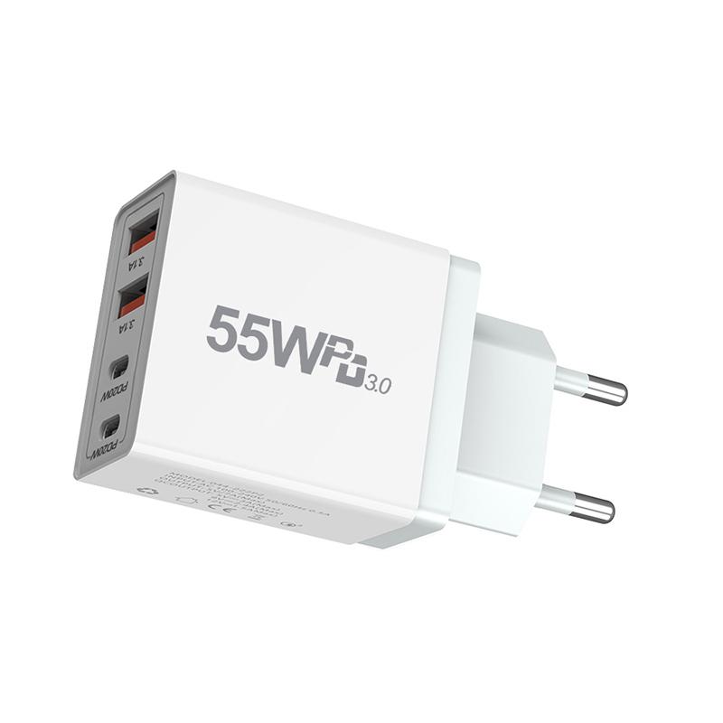 55W GaN USB Charger Fast Charging EU/US/UK/AU Plug Phone Charge Adapter For iPhone Xiaomi Samsung QC 3.0 Type C PD Wall Charger