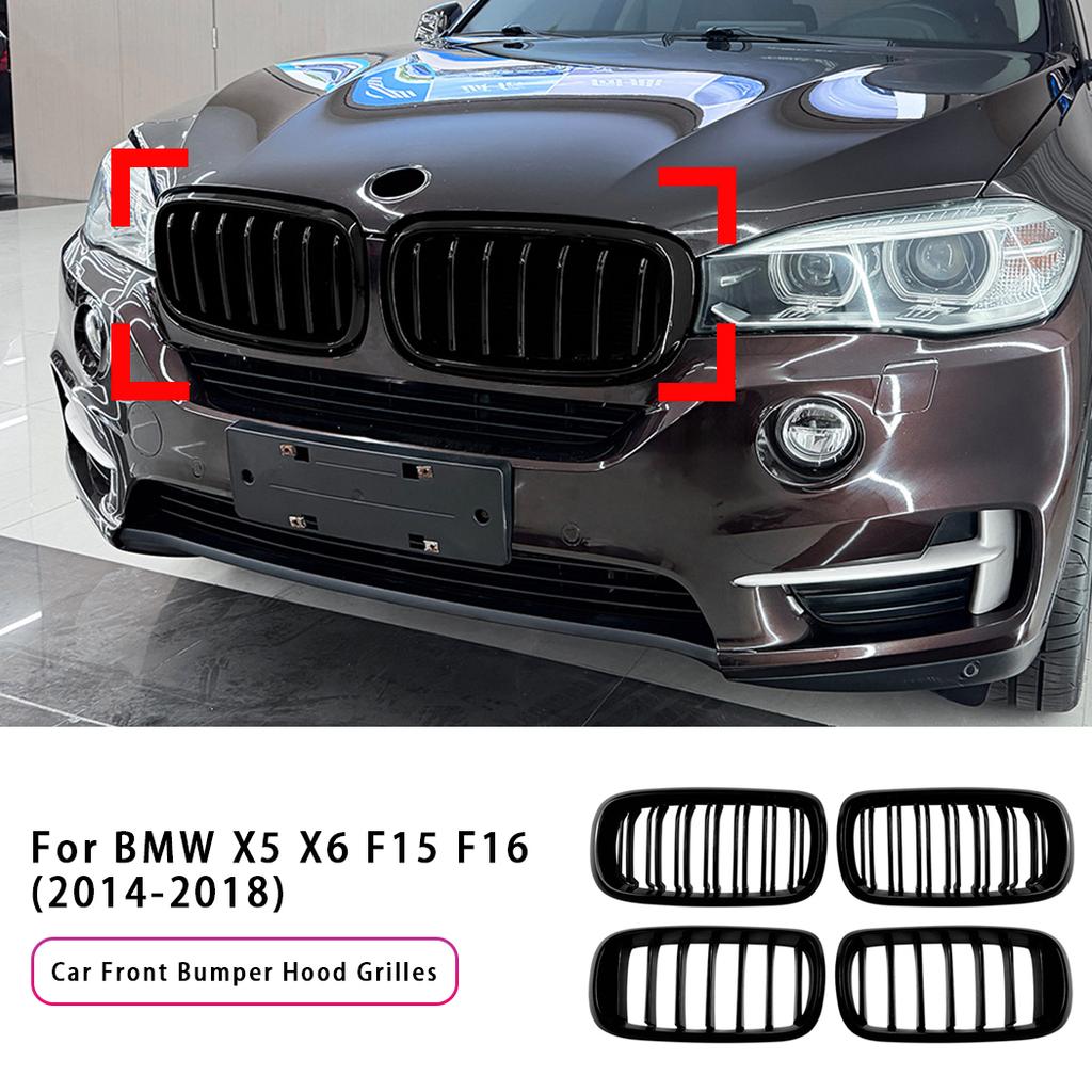 Car Front Bumper Hood Grilles For BMW X5 X6 F15 F16 2014-2018 Single And Double Line Style Upper Racing Grills Auto Accessories