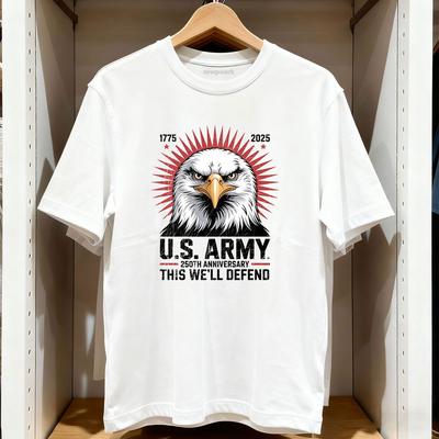US Army 250th Anniversary 17752025 Patriotic Veteran Tribute T Shirt Women Unisex Casual Cotton Graphic T Shirts Creative