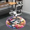 1pc Floral Cat Hat Chair Carpet for Office, Round Polyester Mat, Indoor Decor for Office, Easycare Fabric, Washable Non-slip Area Carpet