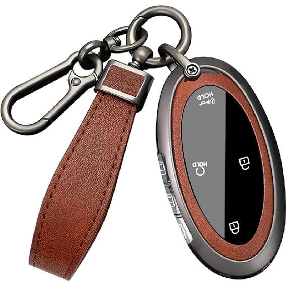 

Чехол для ключей HIBEYO с 5/7 кнопками, совместимый с Hyundai Ionic 6 Grandeur GN7 Kona Ev 2023 2024, аксессуары с брелками, материал сплав ПУ кожа черный коричневый