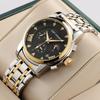 Men's Multi-function Watch Stainless Steel Strap Bow Buckle Men's Watch Moon Phase Waterproof Luminous Watch
