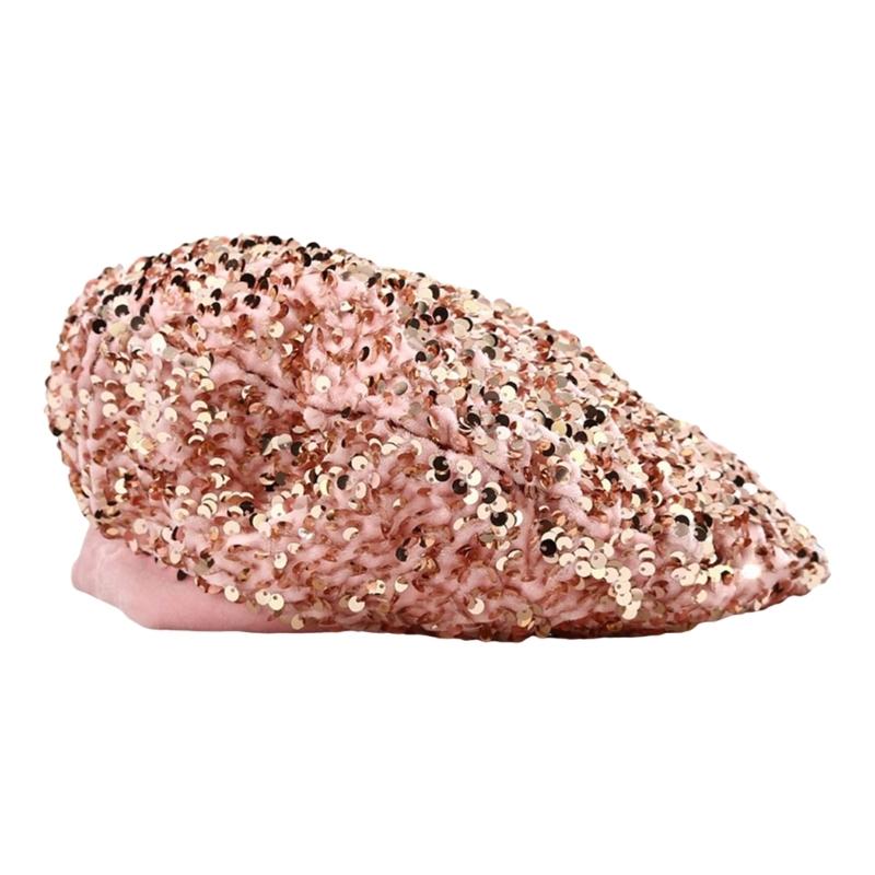 Pailletten Baskenmütze Modische Französische Baskenmütze Elegante Winter Herbst Mütze Damen Winter Kopfbedeckung Für Partys Outdoor Reisen