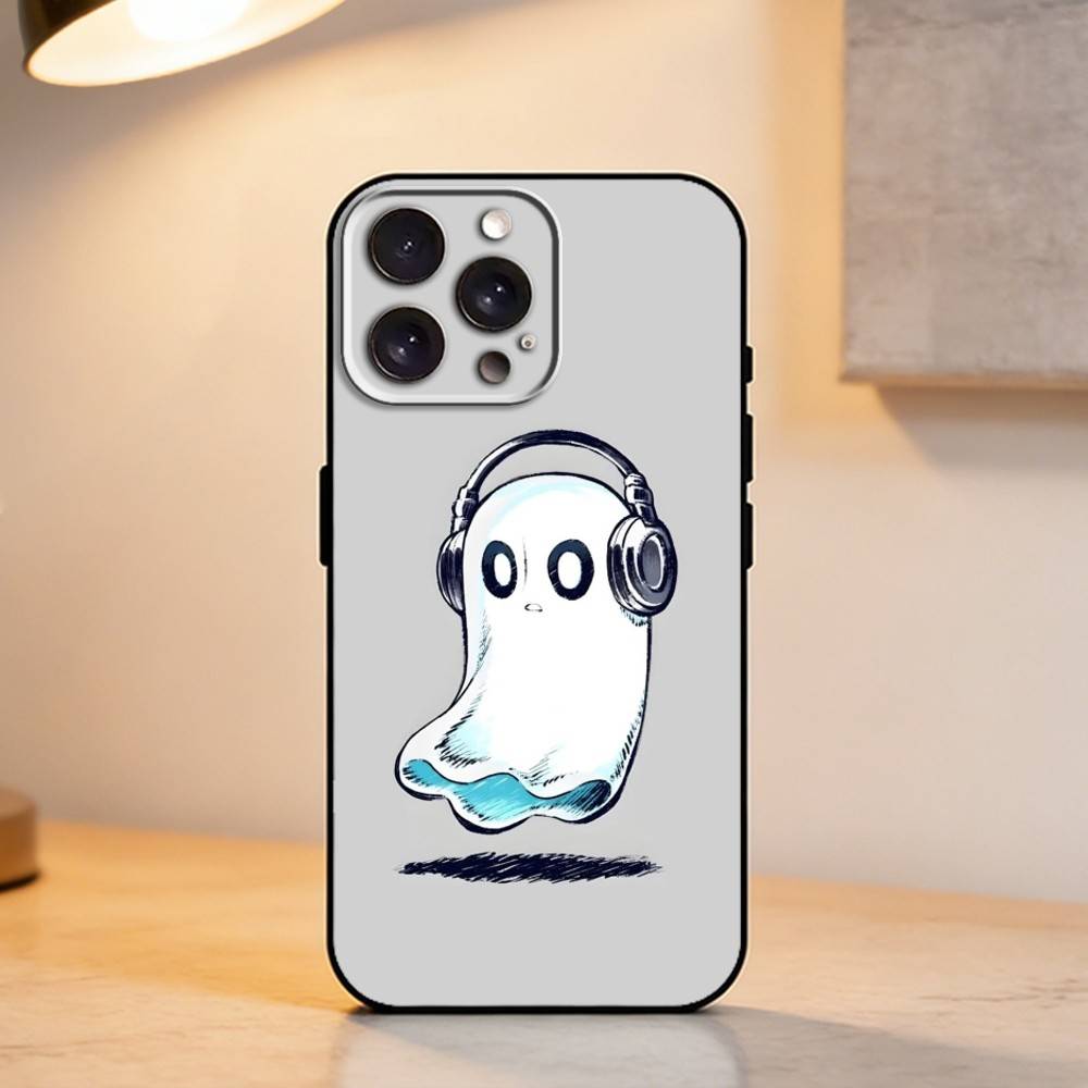 P-Playful G-Ghost    Phone Case For iPhone 17,16,15,14,13,12,11 Plus,Pro Max,XS,Soft Silicone Black Cover