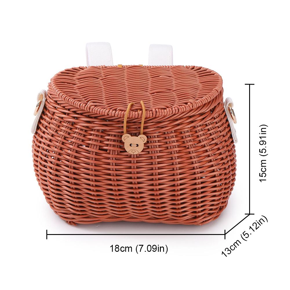 Cesto de Bicicleta Infantil Plástico Tecido Cesto de Bicicleta Bicicletas Infantis Cesto de Vime Cesto Dianteiro de Bicicleta Mochila Acessórios de Bicicleta