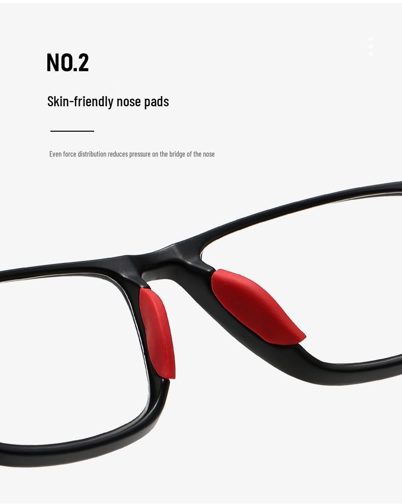 Color-Changing Anti-Slip Sports Reading Glasses with Single Vision Flat Lens, Fashionable Square Frames, TikTok Style.