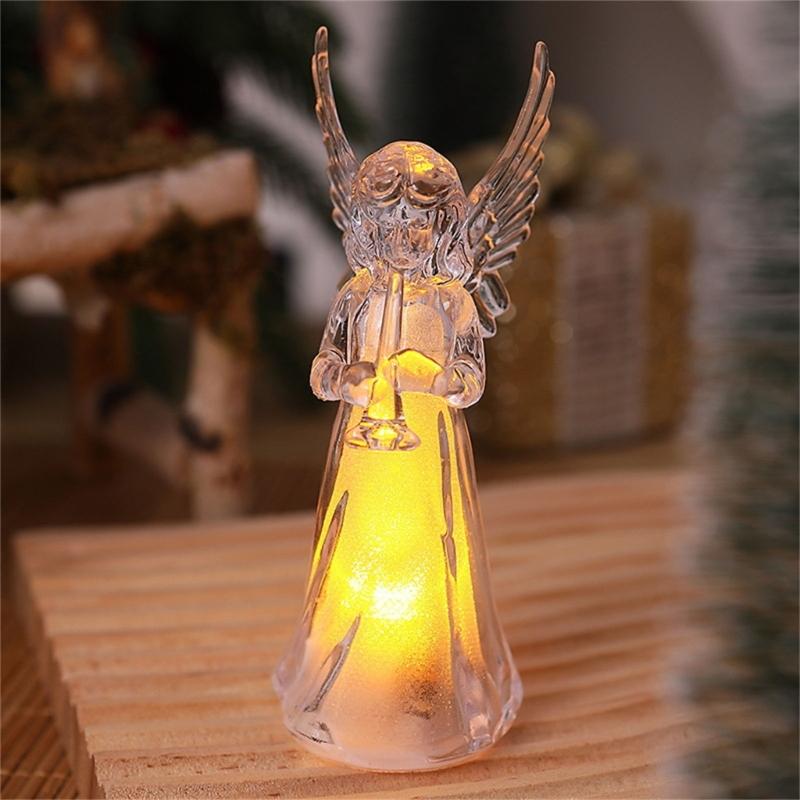 4Pcs Clear Angel LED Night Lamp Cartoon Bedsides Ornaments Creating Warm Ambients Lighting