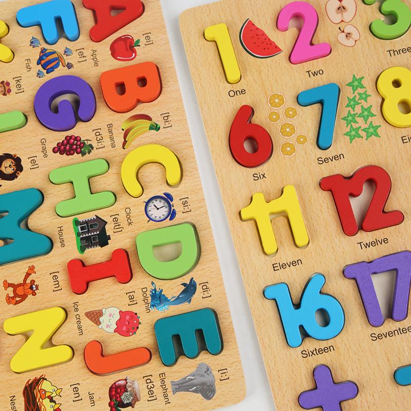 Number & Letter Recognition Puzzle Board for Toddlers - Wooden Educational Toy for Early Learning