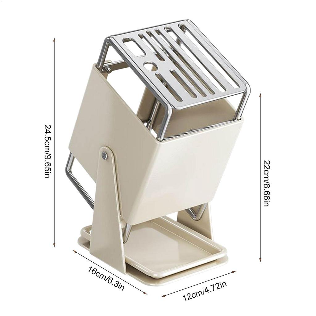 Kitchen Cutter Holder 9-Slot Storage Organizer With Drain Tray 30-Degree Rotating Cutter Organizer For Kitchen Counter