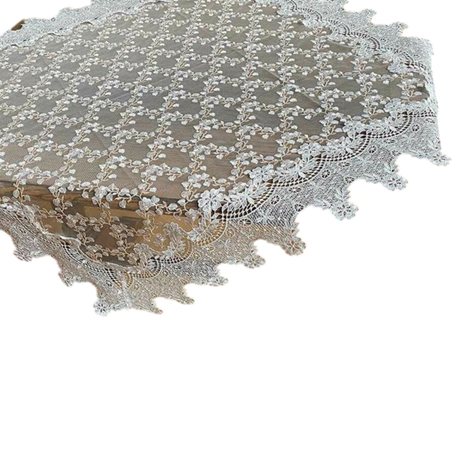 Кружевная вышитая дорожка/центральный элемент стола серии Vivienne Rose Tefleur (90x90см, Белый и Розовый) WK2348N1