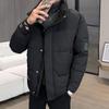 Men's Fashionable Stand Collar Down Jacket - 50% White Duck Down, Available In Black and Khaki