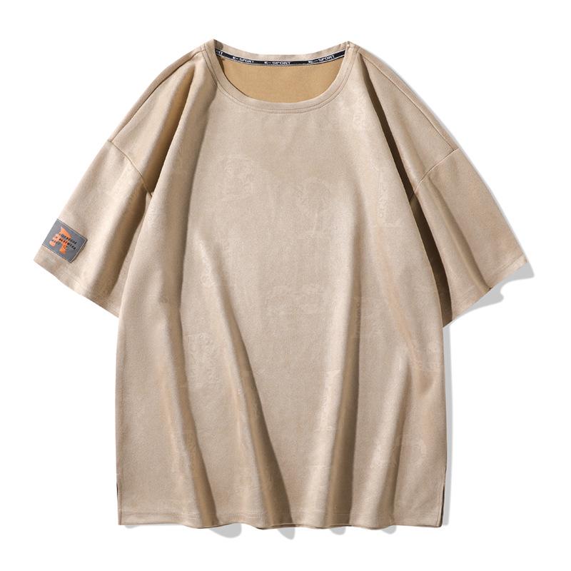 

Мужская модная футболка большого размера с круглым вырезом и коротким рукавом (100-300 Цзинь) L хаки