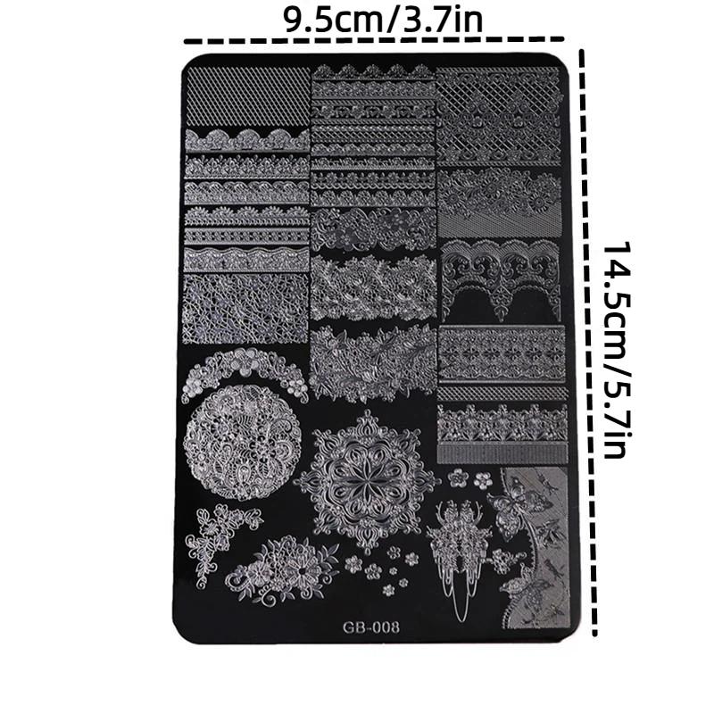 French Lace Flower Butterfly Nail Art Stamping Plate High Definition Pattern DIY Manicure Print Tool for Professional Salon Home Use
