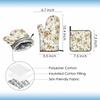 Vintage Flower Oven Mitts and Pot Holders Sets Rose Leaf Branch Spring Nature Heat Resistant 3pcs for Cooking Baking BBQ