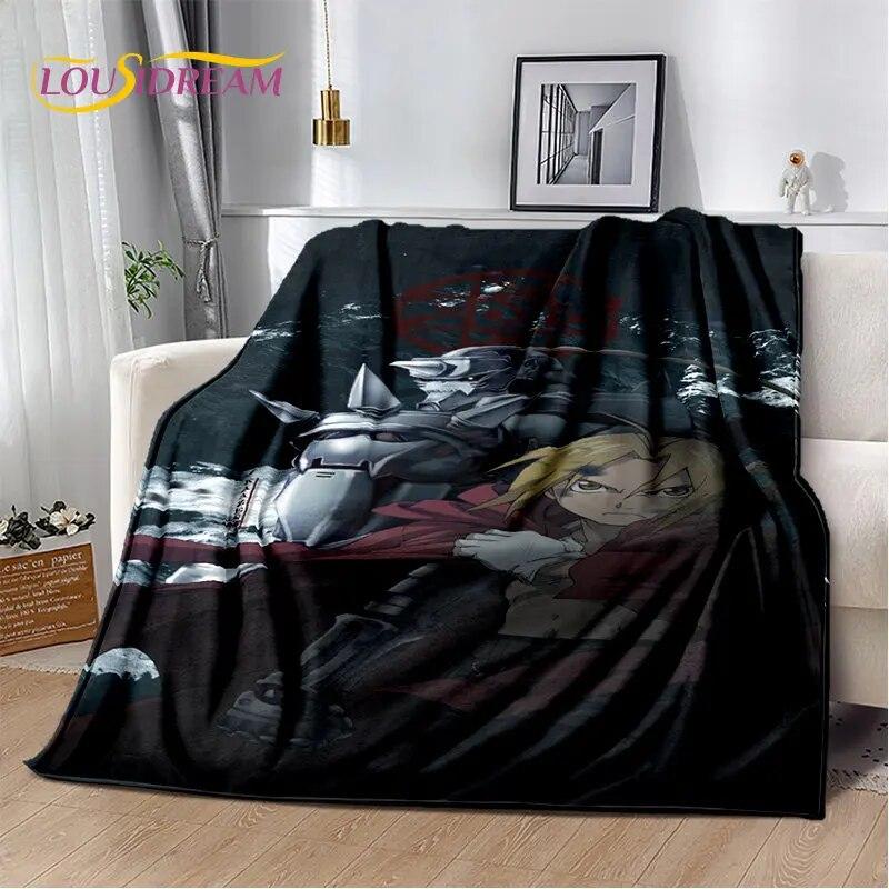 Fullmetal Alchemist Anime Cartoon Soft Plush Blanket,Flannel Blanket Throw Blanket for Living Room Bedroom Bed Sofa Picnic Cover