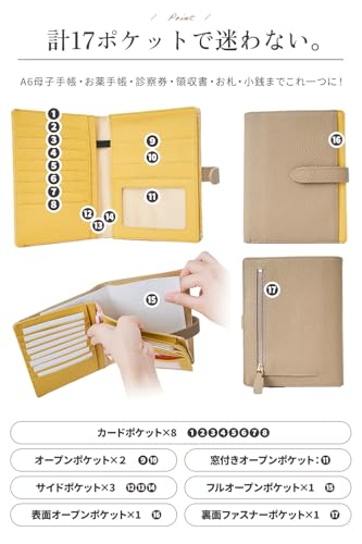 [GRAV] (Genuine Leather) Lucky Mother and Child Health Handbook Case/Medication Book Cover | Fits A6 and S Sizes | Large Capacity, Lightweight, and An