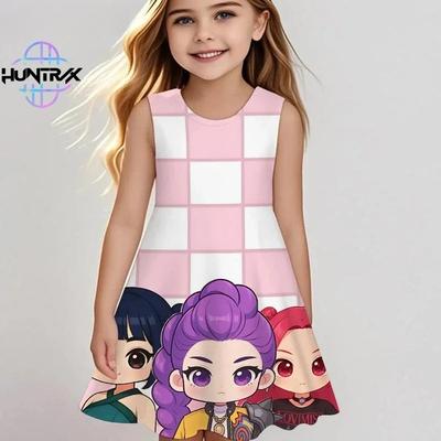 Kpop Mergaičių Demonų Medžiotojų Suknelė Vasaros Mergaitėms Anime Animacinių Filmų Stiliaus Laisvalaikio Paplūdimio Pižama Naktinis Sijonas