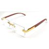 Luxury Men Eyeglass GOLD Wood /metal Frame Rimless Glasses 54-18-140 Cart-4 INTR JL166604480434
