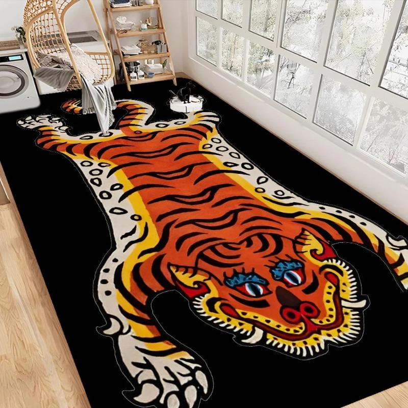 Niedliche Cartoon Tiger Druck Fußmatte - Nordischer Stil Heimtürmatte für Badezimmer Toilette Schlafzimmer Hoteldekor mit verspieltem Design