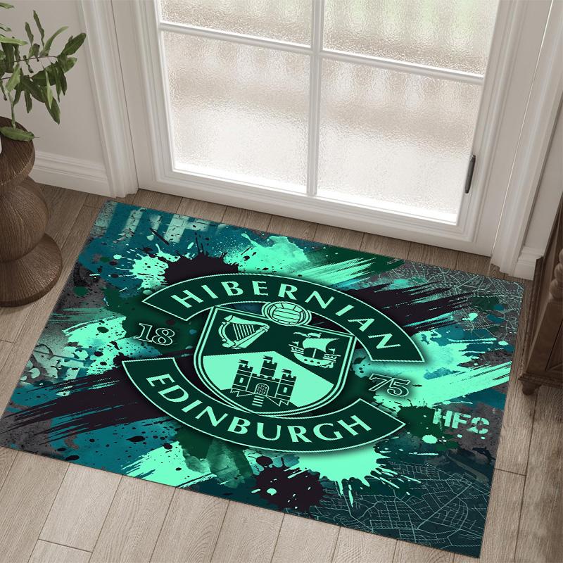 Hibernian FC Design Crystal Velvet Carpet Cozy Non?Slip Printed Rug For Bedroom Living Room Entrance