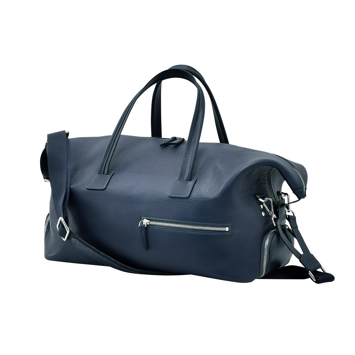 

[Lundi] Boston bag for men, travel bag, WILSON, full grain leather, vegetable tanned, sports Boston, marine blue
