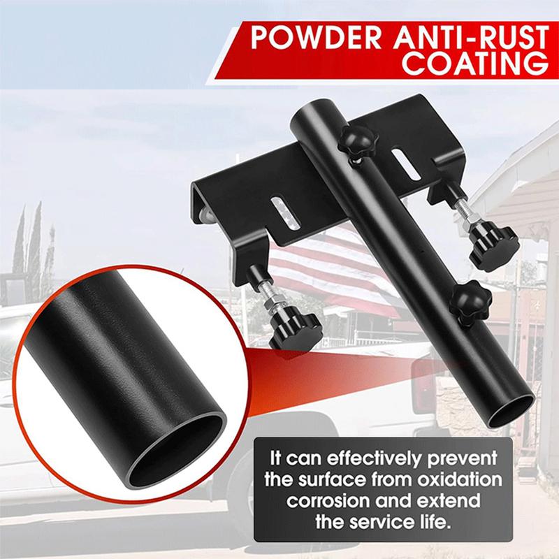 Heavy Duty Steel Truck Flagpole Bracket with Manual Knob Set Screw No Drilling Fits Flagpoles Up To 1.2 Inches In Diameter