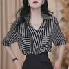 Korean Design Hot Diamond Plaid V-neck Pocket Shirt Women Summer New Versatile Fashion Top