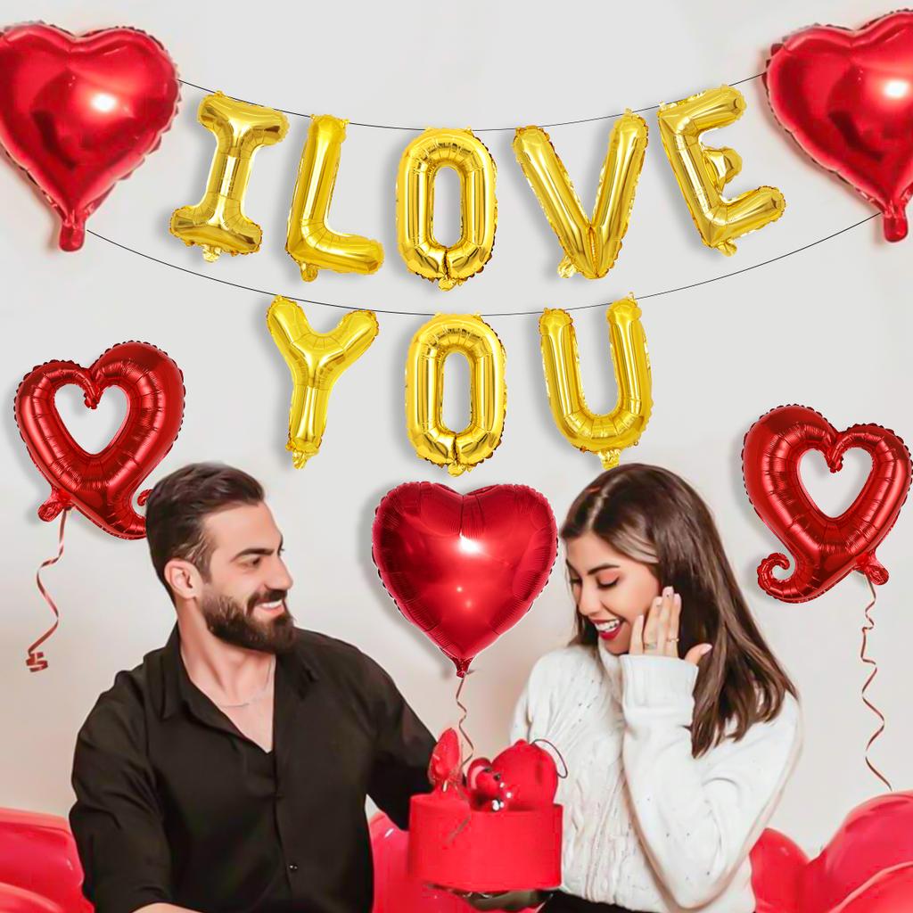232-teiliges/Set Valentinstagsdekoration "Ich liebe dich" Ballonbanner, Valentinstagsballon, Jubiläumsdekorationszubehör
