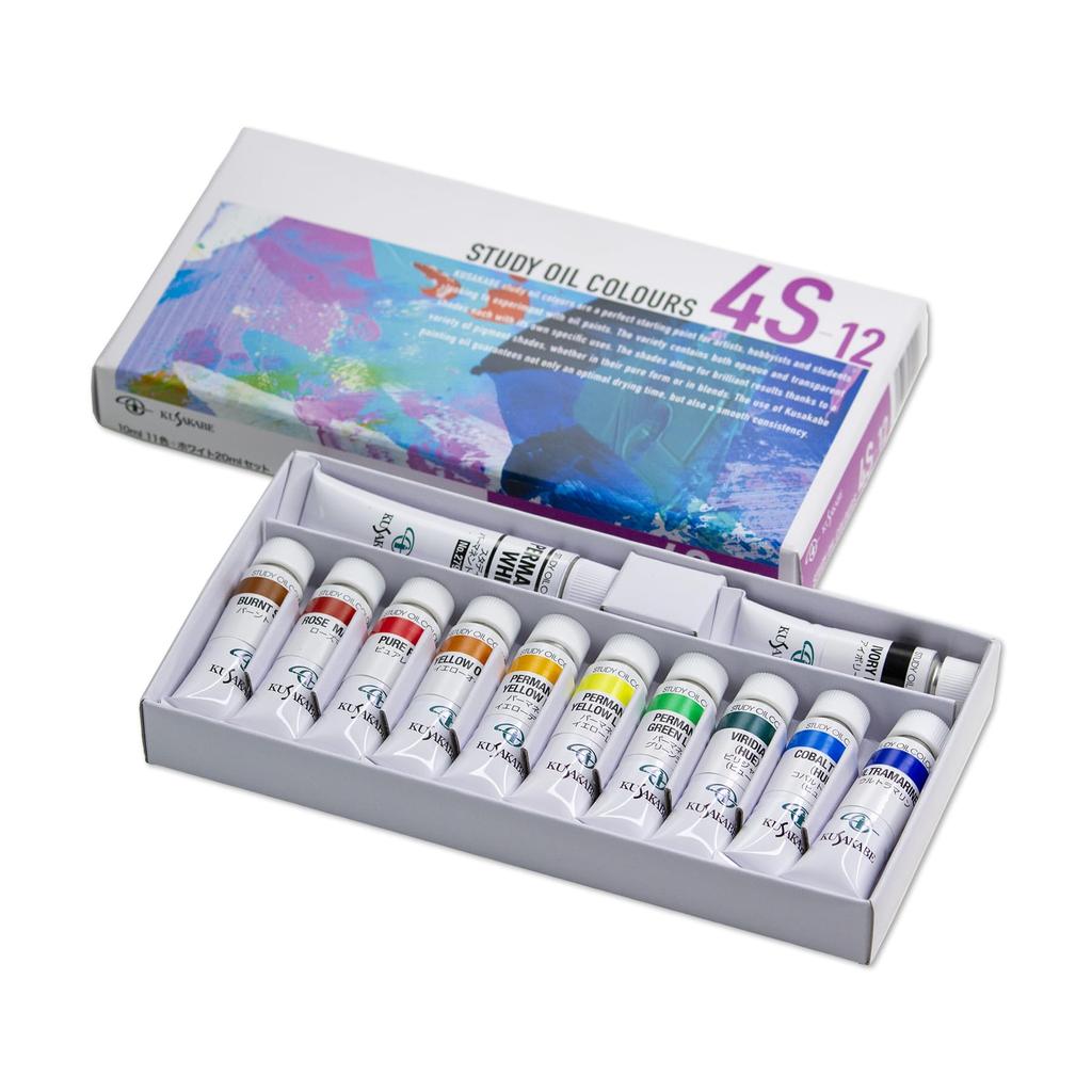 Kusakabe Oil Paint Practice Set, 11-Color Set (4S-12, 11ml + White, 20ml)