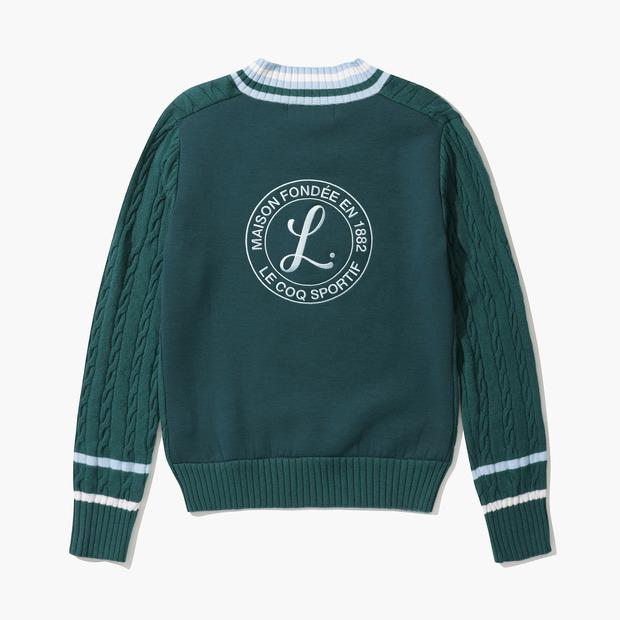 LECOQ GOLF Women'S V-Neck Cable Sweater