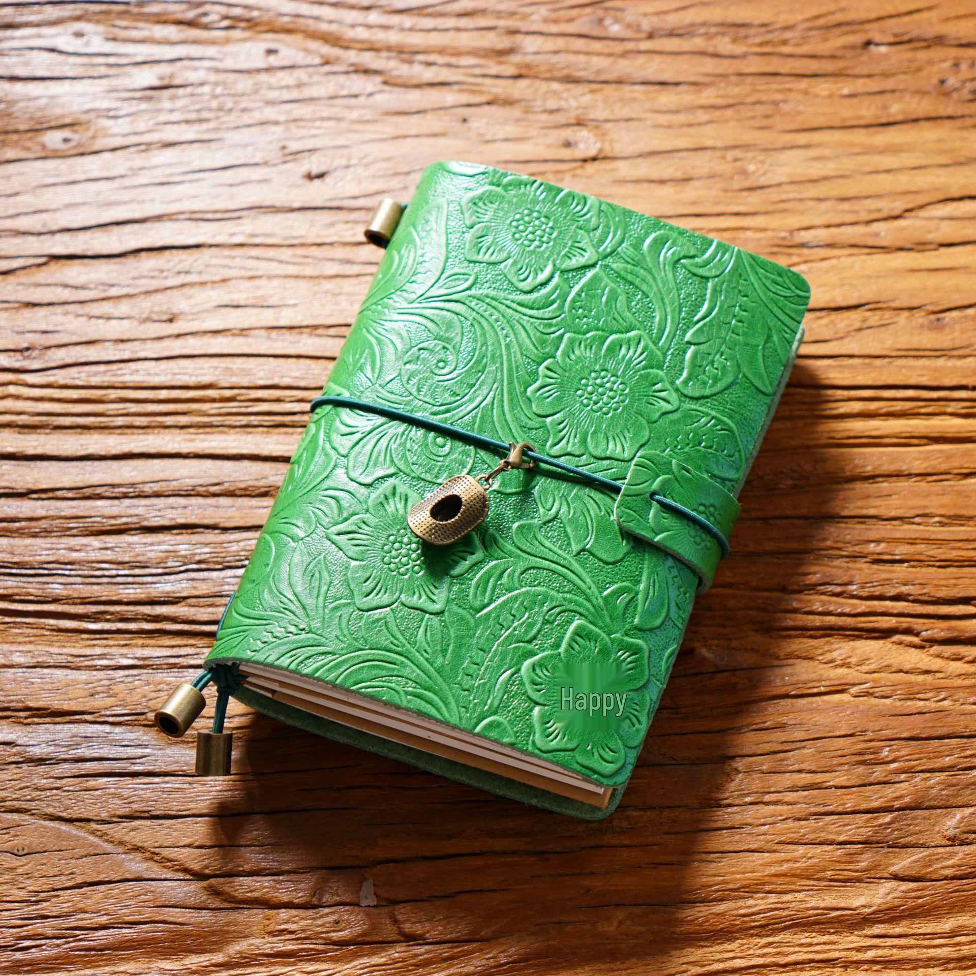 

Вінтажний дорожній блокнот і планер зі шкіри корови Carved Pattern Travel Notebook