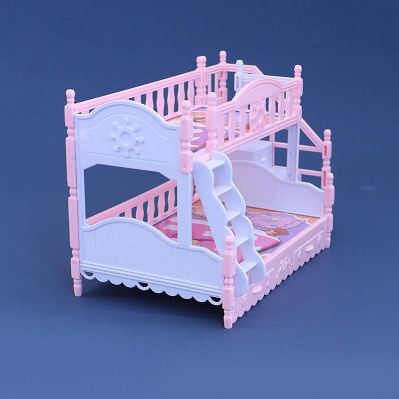 Hot 1Pc 1:12 Dollhouse Miniature Double bed Simulation Furniture Model bedroom Decoration Dolls House Accessories