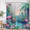 Flamingo Shower Curtain Set Pink Bird Tropical Leaf Rainforest Jungle Bathroom Decor Spring Summer Bath Mat Toilet Lid Cover