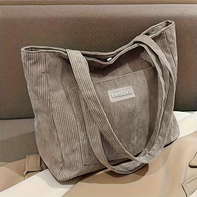 Damen Cord Schultertasche, Lässige Modehandtasche mit großer Kapazität, Geeignet zum Ausgehen, Maschinenwaschbar, mit festen Schultergurten