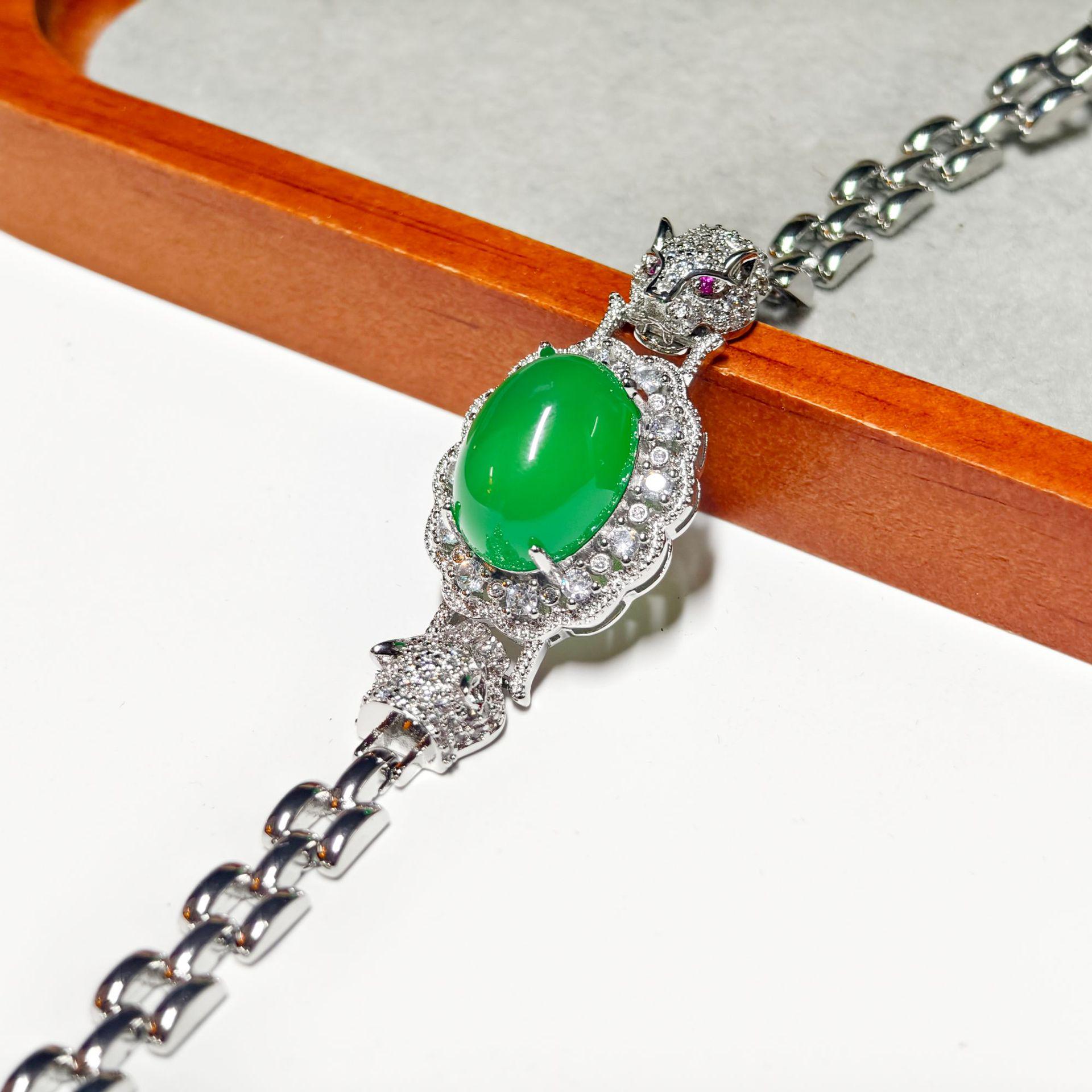Gessen Jewelry: Роскошный браслет с головой леопарда, инкрустированный перепелиным яйцом и драгоценными камнями - Изысканный, Модный, Благородный дизайн.