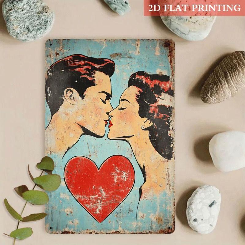 

Vintage Valentine s Day Metal Decorative Painting Gift for Couples Bedroom Living Room Cafe