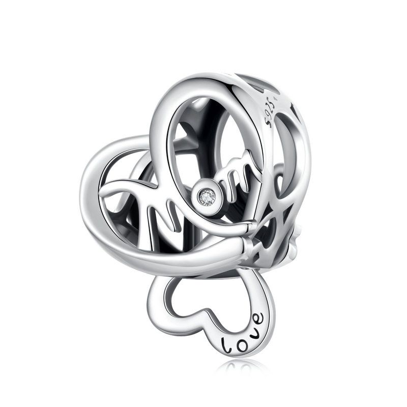 WOSTU 925 Silver Pink Love Heart Charms Bead Infinite Love Pendant Fit Bracelet Valentine Jewelry Mother's Day Gift