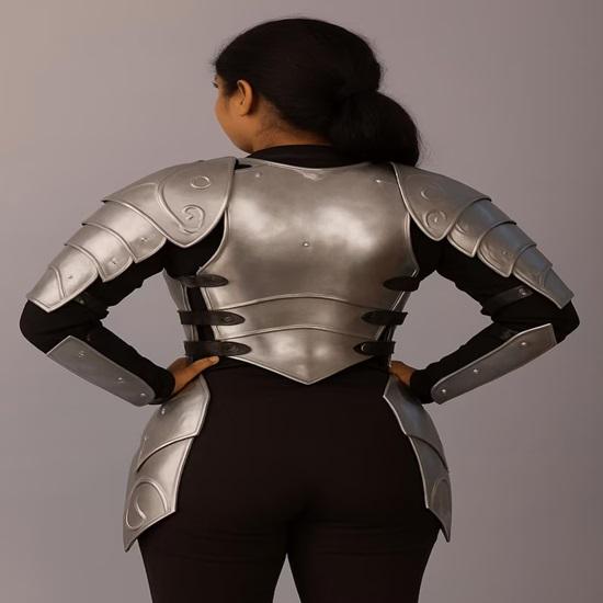 Brave Lady Warrior Armor Suit Medieval Steel Cuirass Shoulder Guards Fantasy Cosplay and LARP Gear Best Halloween Gift For Her