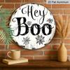 2D Flat, 1pc "Hey Boo" Halloween Ghost Round Aluminum Sign for Fall And Winter Celebrations, Suitable for Indoor And Outdoor Use, Wall Decoration for